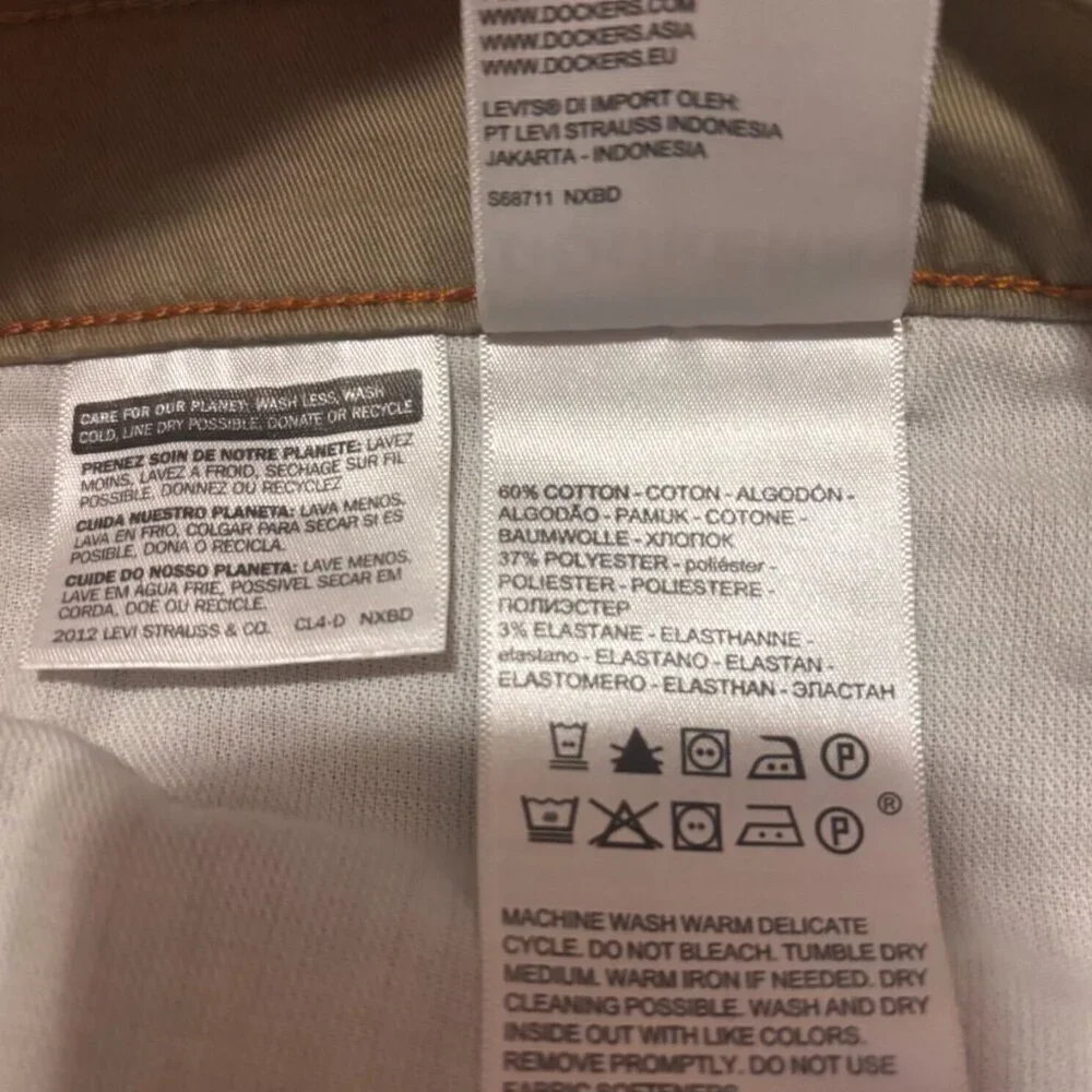 Dockers Trousers Pants Men's Straight Fit Casual Khaki Tan Beige Size W36/L30 - Picture 5 of 9